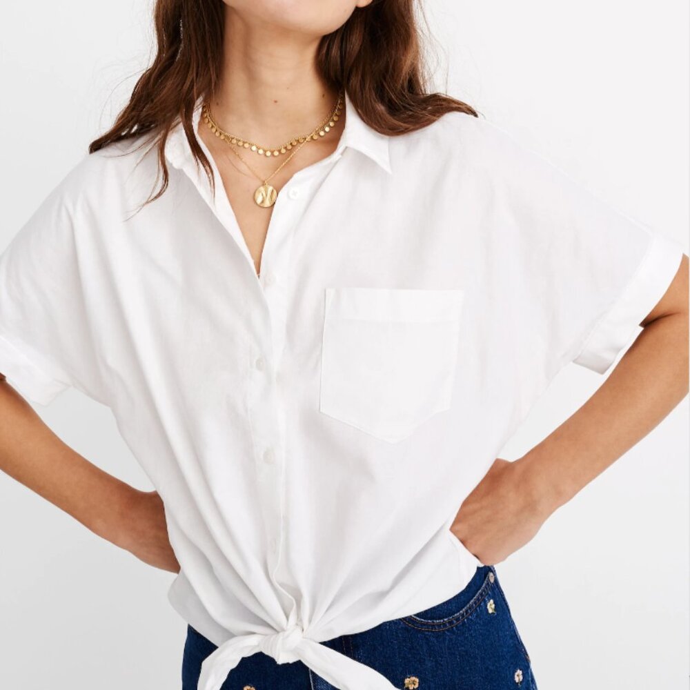 Madewell Short-Sleeve Tie-Front Shirt